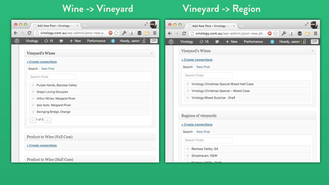 Wine -> Vineyard Vineyard -> Region
