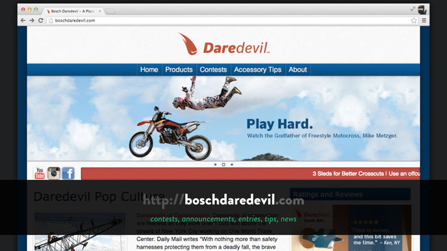 http://boschdaredevil.com
contests, announcements, entries, tips, news
