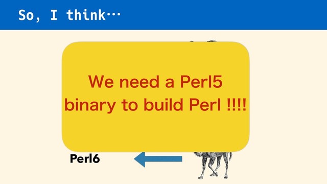 So, I think…
Perl2
Perl5 
(git clone)
Perl6
8FOFFEB1FSM
CJOBSZUPCVJME1FSM
