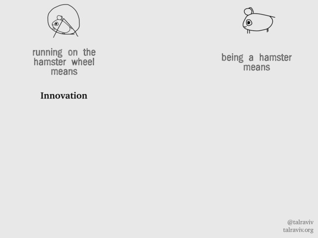 @talraviv
talraviv.org
running on the
hamster wheel
means
Innovation
being a hamster
means
