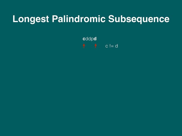 Longest Palindromic Subsequence
c != d
cddpd
