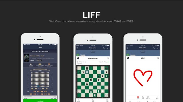 LIFF
WebView that allows seamless integration between CHAT and WEB
