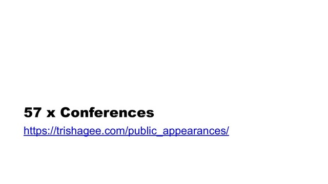 57 x Conferences
https://trishagee.com/public_appearances/
