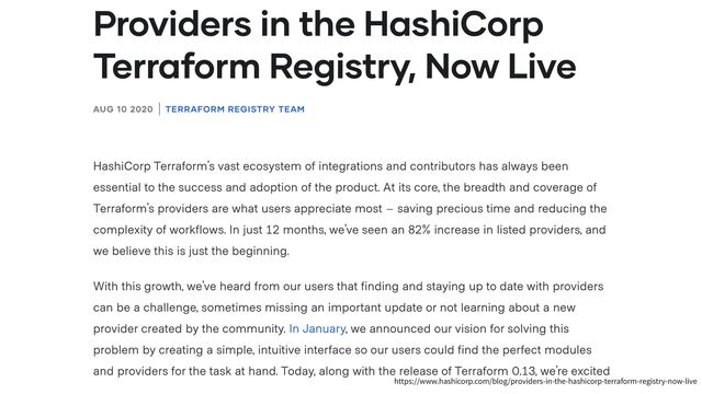https://www.hashicorp.com/blog/providers-in-the-hashicorp-terraform-registry-now-live
