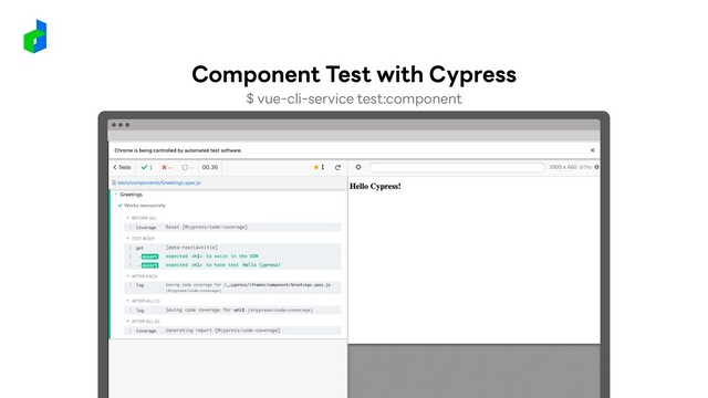 $ vue-cli-service test:component
Component Test with Cypress
