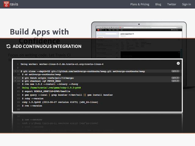 %
ADD CONTINUOUS INTEGRATION
