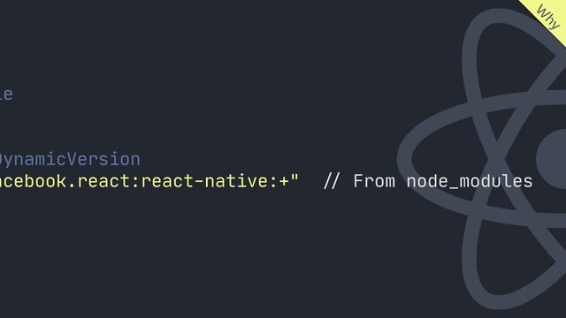 //
le

//
DynamicVersion

acebook.react:react-native:+" From node_modules

W
hy
