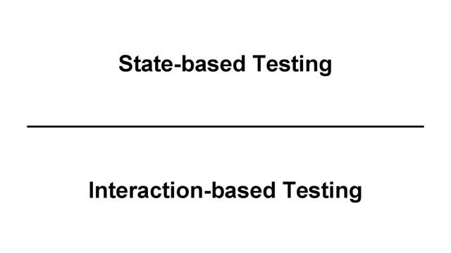 State-based Testing
Interaction-based Testing
