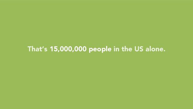 That’s 15,000,000 people in the US alone.
