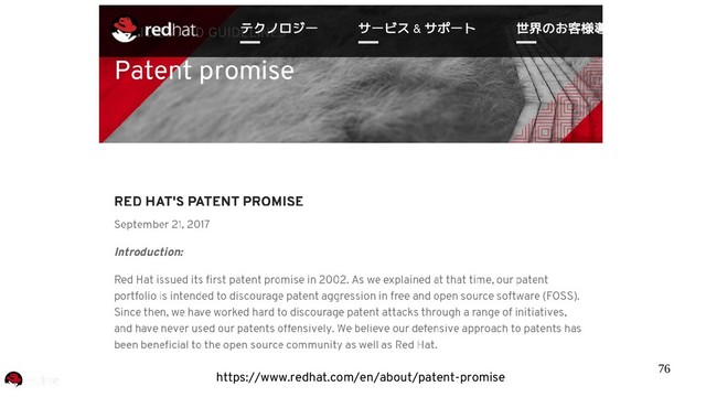 76
https://www.redhat.com/en/about/patent-promise
