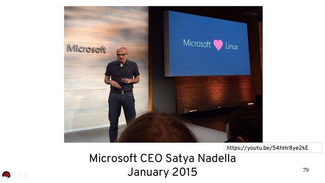 79
Microsoft CEO Satya Nadella
January 2015
https://youtu.be/54hHr8ye2kE
