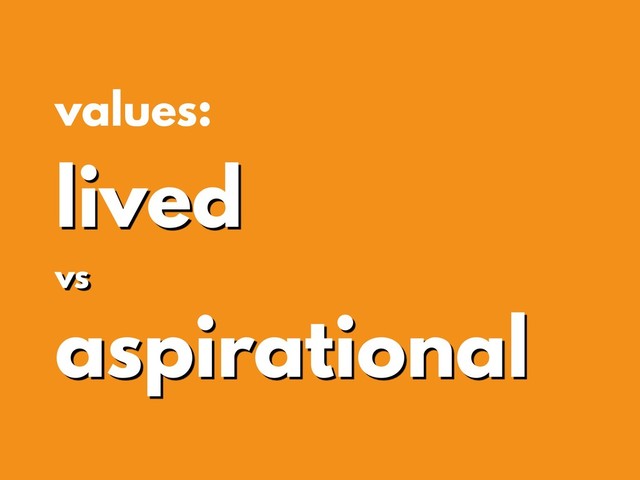 values:
lived
vs
aspirational
