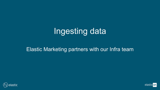 Ingesting data
Elastic Marketing partners with our Infra team
