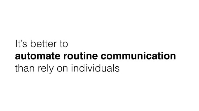 It’s better to
automate routine communication
than rely on individuals
