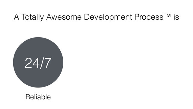 A Totally Awesome Development Process™ is
Reliable
24/7
