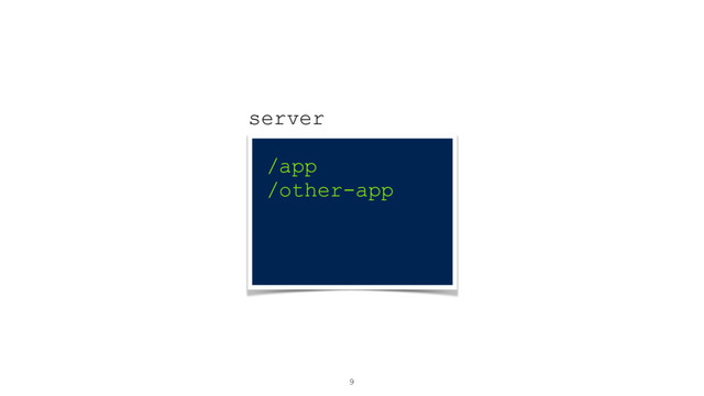 9
server
/app
/other-app
