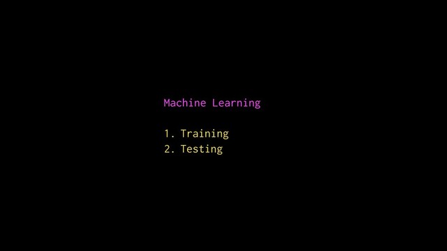 Machine Learning
1. Training
2. Testing
