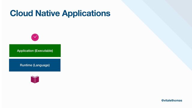 @vitalethomas
Runtime (Language)
Application (Executable)
Cloud Native Applications
