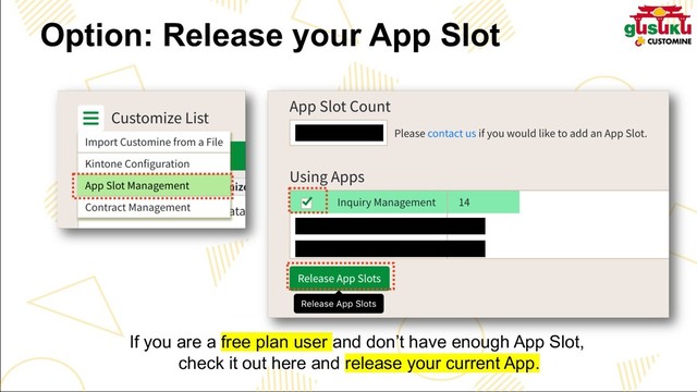 If you are a free plan user and don’t have enough App Slot,
check it out here and release your current App.
Option: Release your App Slot
