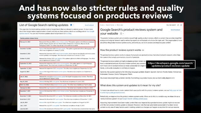 #productsearch at #recommerce by @aleyda from @orainti
And has now also stricter rules and quality
systems focused on products reviews
https://developers.google.com/search/
updates/product-reviews-update
