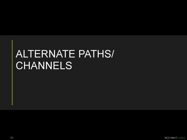 ALTERNATE PATHS/
CHANNELS
24
