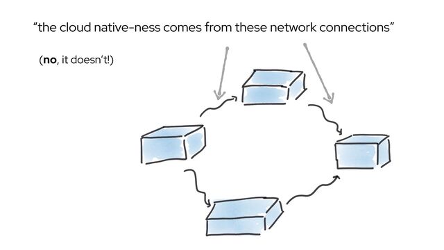 “the cloud native-ness comes from these network connections”
(no, it doesn’t!)
