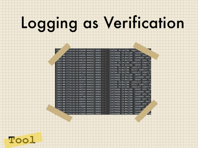 Logging as Verification
Tool
