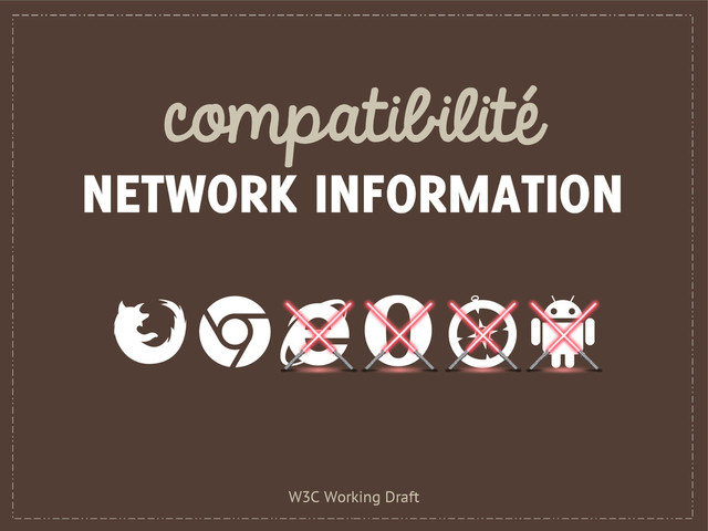 compatibilité
NETWORK INFORMATION
W3C Working Draft
