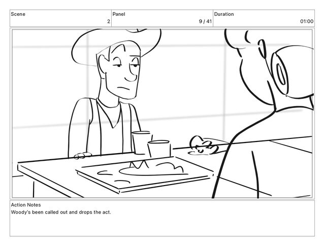Scene
2
Panel
9 / 41
Duration
01 00
Action Notes
Woodyʼs been called out and drops the act.
