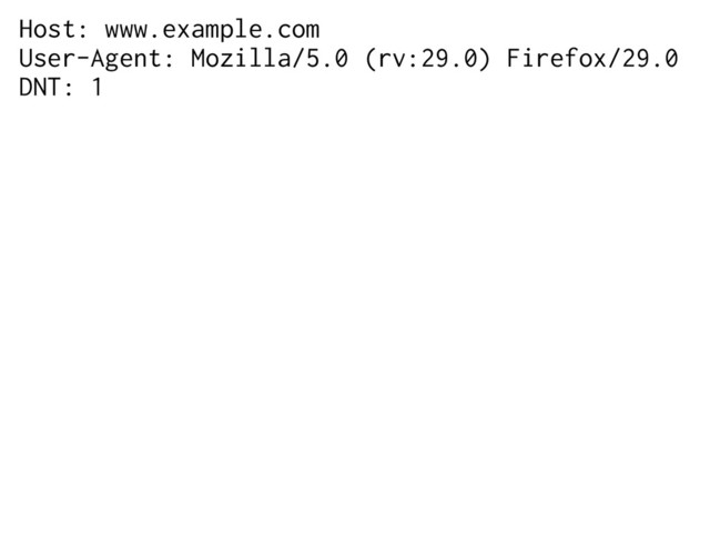 Host: www.example.com
User-Agent: Mozilla/5.0 (rv:29.0) Firefox/29.0
DNT: 1
