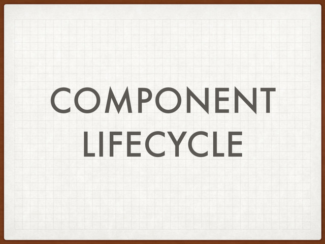 COMPONENT
LIFECYCLE
