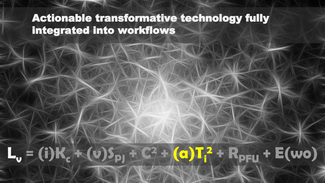 L
v
= (i)K
c
+ (v)S
PJ
+ C2 + (a)T
i
2 + R
PFU
+ E(wo)
Actionable transformative technology fully
integrated into workflows

