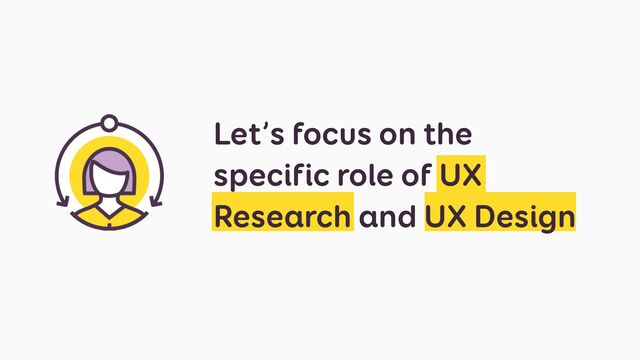 Let’s focus on the
specific role of UX
Research and UX Design
