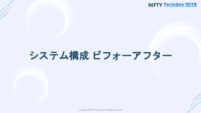 Copyright ©NIFTY Corporation All Rights Reserved.
システム構成 ビフォーアフター
