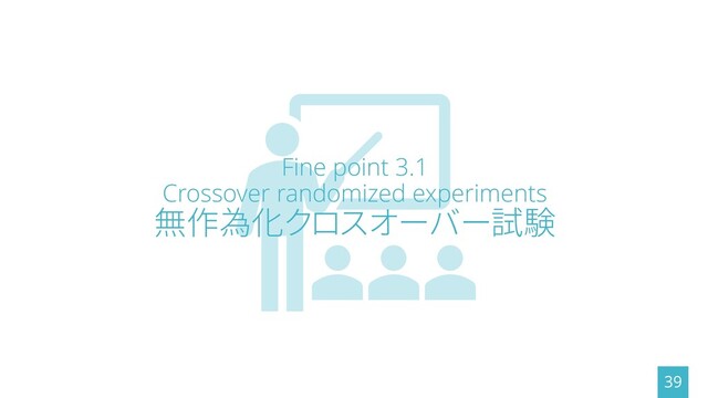 Fine point 3.1
Crossover randomized experiments
無作為化クロスオーバー試験
39
