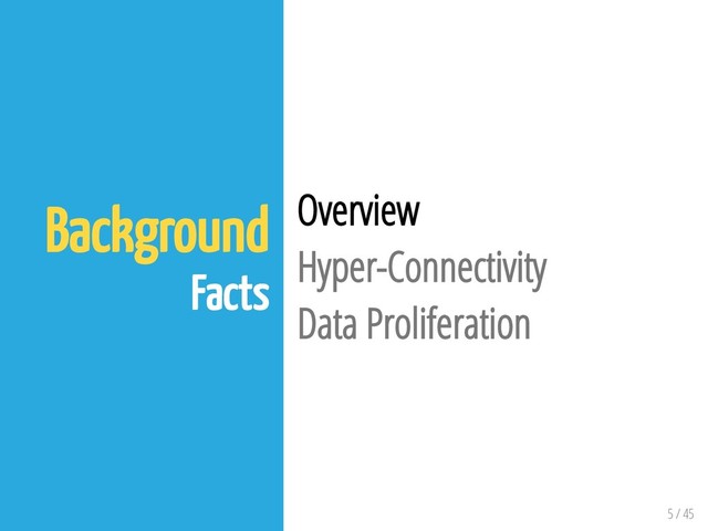 5 / 45
Background
Facts
Overview
Hyper-Connectivity
Data Proliferation
