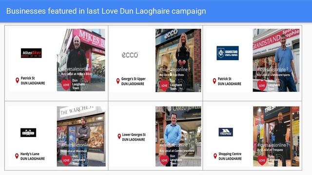 Businesses featured in last Love Dun Laoghaire campaign
