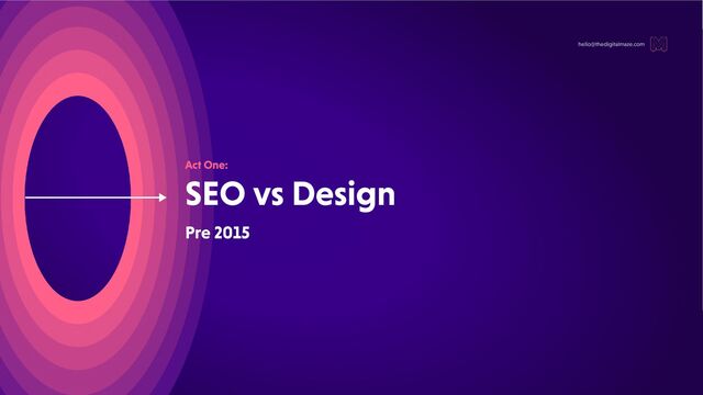 Act One:
SEO vs Design
hello@thedigitalmaze.com
Pre 2015
