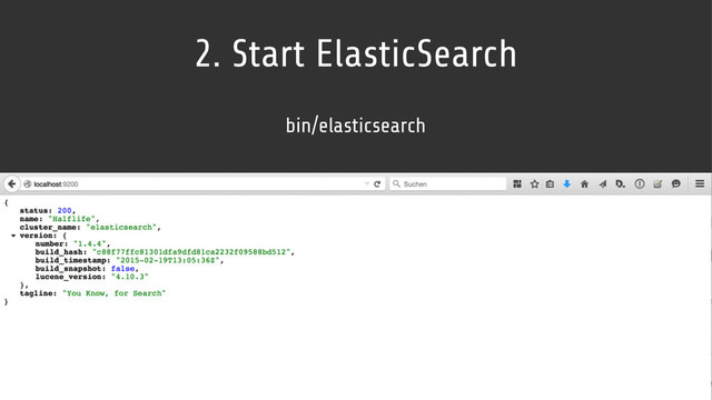 2. Start ElasticSearch
bin/elasticsearch
