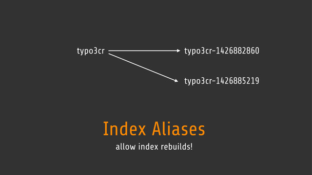typo3cr-1426882860
typo3cr-1426885219
typo3cr
Index Aliases
allow index rebuilds!
