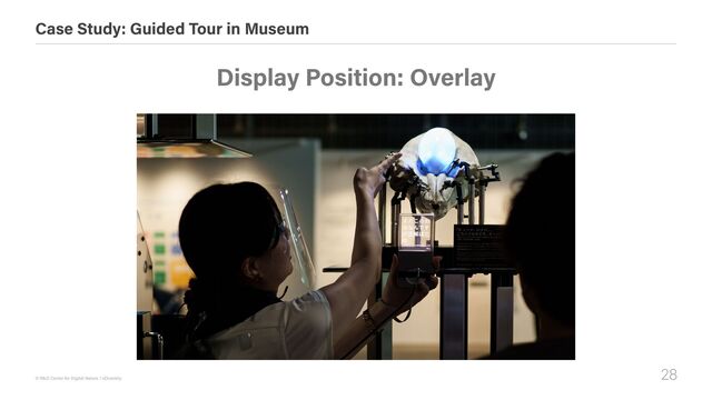 28
© R&D Center for Digital Nature / xDiversity
Case Study: Guided Tour in Museum
Display Position: Overlay
