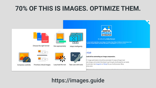 70% OF THIS IS IMAGES. OPTIMIZE THEM.
https://images.guide
