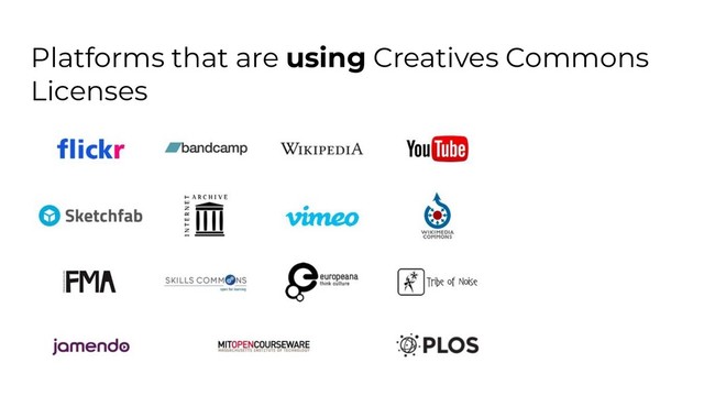 Platforms that are using Creatives Commons
Licenses
