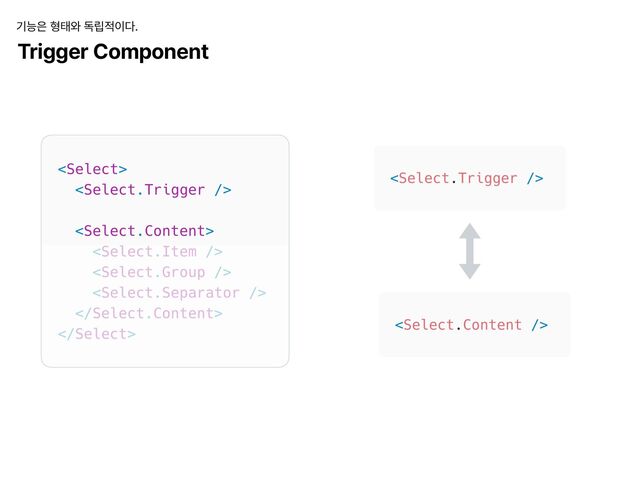 Trigger Component
기능은 형태와 독립적이다.
