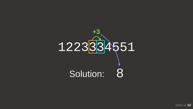 Slide № 52
1223334551
+3
Solution: 8
