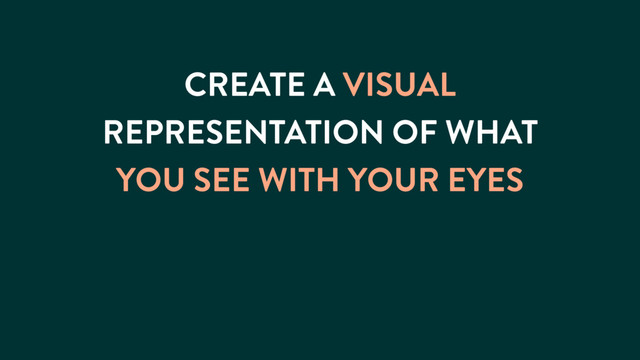 CREATE A VISUAL
REPRESENTATION OF WHAT
YOU SEE WITH YOUR EYES
