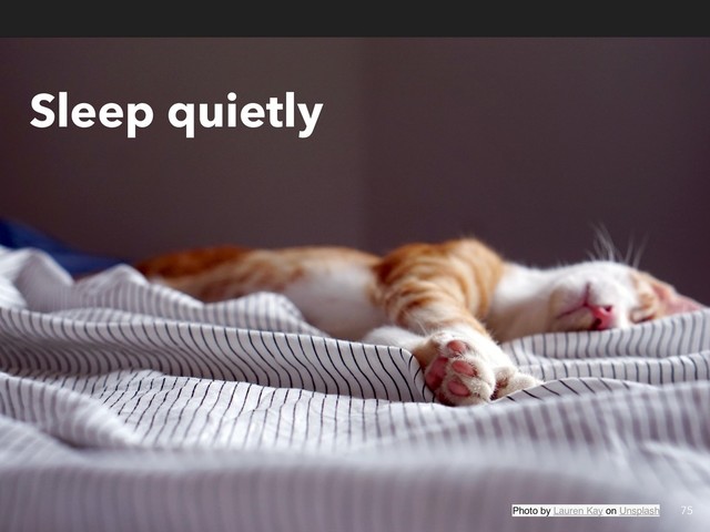 Sleep quietly
75
Photo by Lauren Kay on Unsplash
