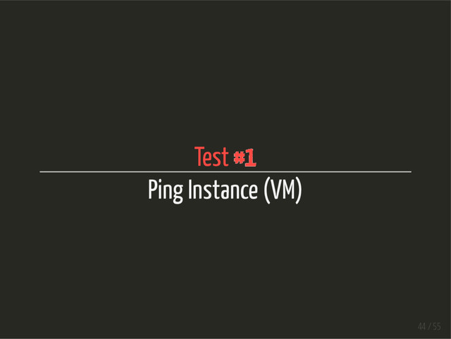 Test #1
Ping Instance (VM)
44 / 55
