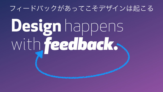 Design happens
with feedback.
ϑΟʔυόοΫ͕͋ͬͯͦ͜σβΠϯ͸ى͜Δ
