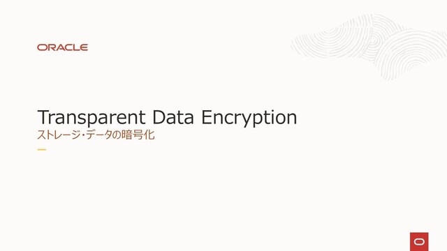 ストレージ・データの暗号化
Transparent Data Encryption
